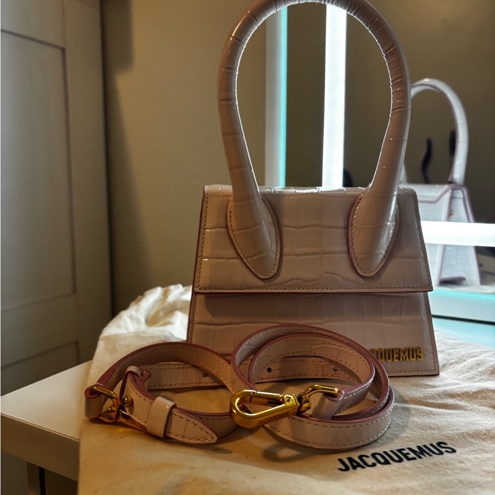 Jacquemus Light Pink Croc-Embossed Mini Bag